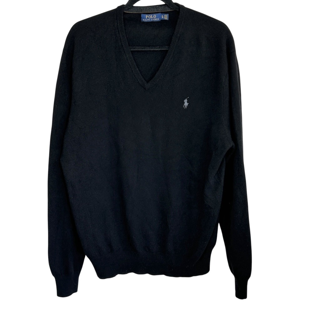 VTG Polo Ralph Lauran Wool Sweater XL Preppy V Neck Pony Old Money Golf Heritage